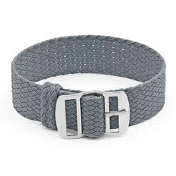 Premium Perlon Woven Nylon Watchband Strap - Adjustable Fabric Bracelet with Buckle for Men & Women, Black & Blue Options (Grey)