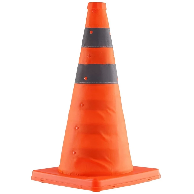 Safetys Cones, 4 Pack 18 Inch Fold Traffic Cones, Construction Cones With Reflective Collars, & Storage Bag