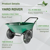 70007 The Original Yard Rover Dual-Wheel Home Garden Wheelbarrow Cart  55"D x 27.5"W x 27.5"H 2