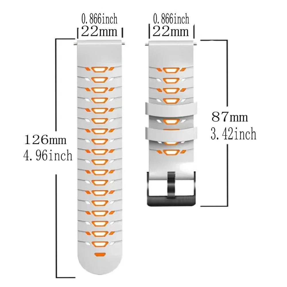 Silicone Sports Watchband - 22mm Strap