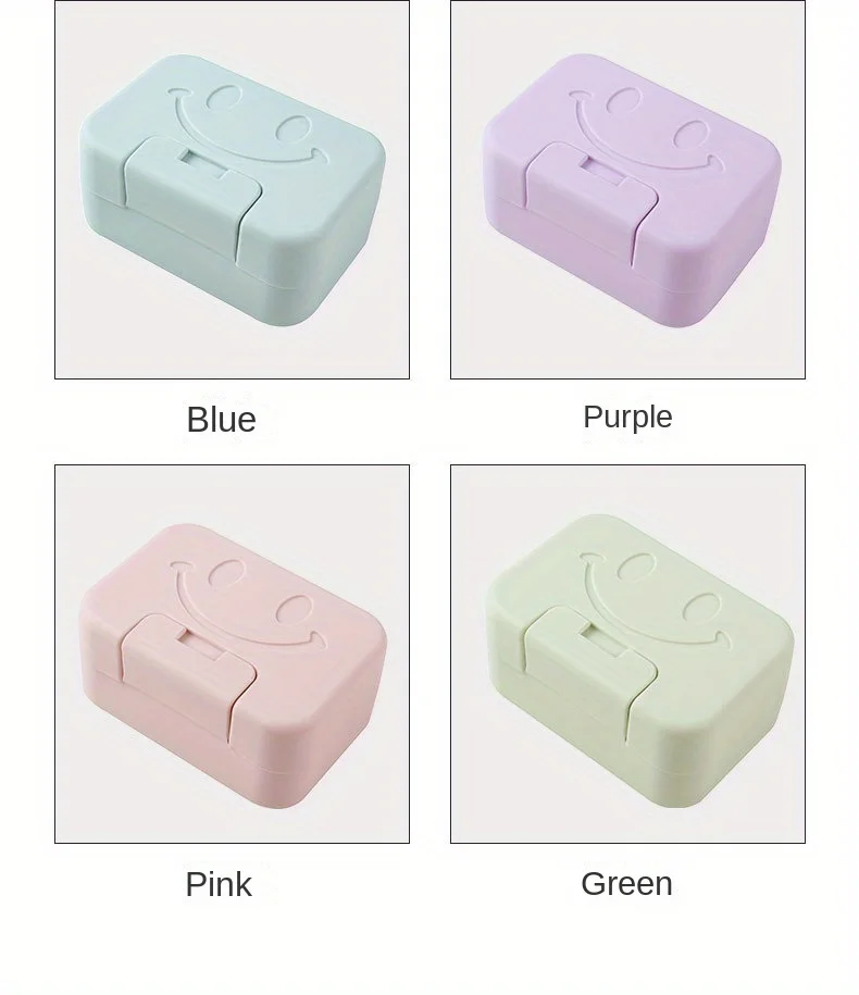 Description Picture 5 of item1pc Soap Dish Non-punch Household Cute Soap Dish with Lid, Expression Detail Soap Dish Container for Home Bathroom Travel