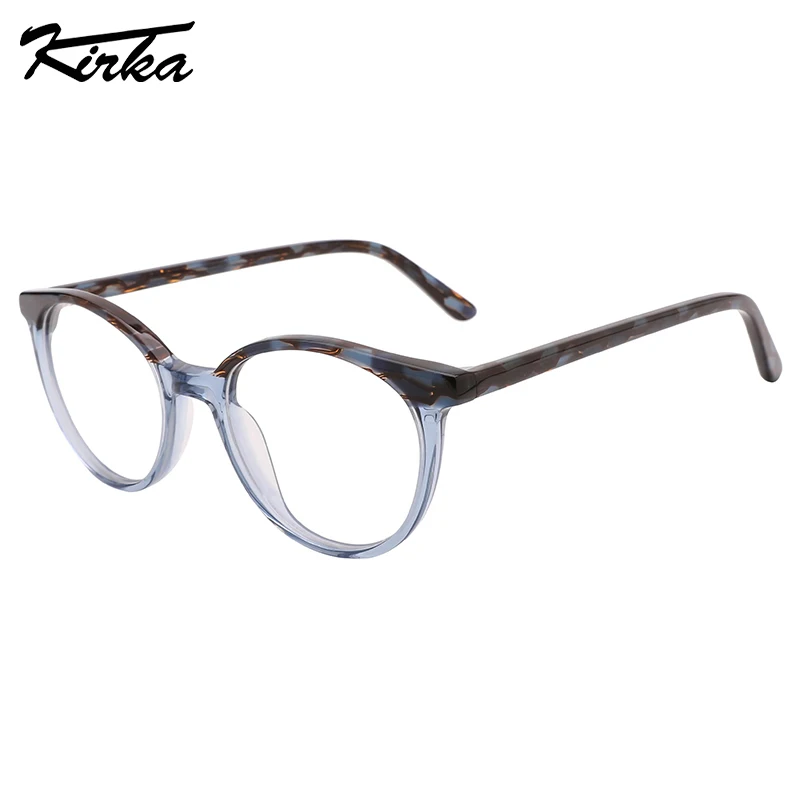 

Kirka Female Acetate Round Cat Eye Pattern Laminating Colors Frames Reading Myopia Glasses Pattern Temples Eyeglasses WD3153