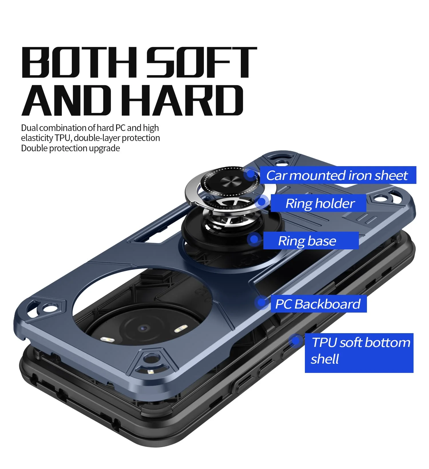 Enhanced Armor Metal Ring Stand Phone Case Cover