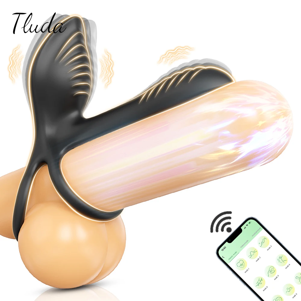APP-Steuerung, vibrierender Penisring für Männer, Ejakulation, Verzögerung, Penisring, Keuschheitskäfig, Klitoris, Vagina, Stimulation, Sexspielzeug für Paare 1