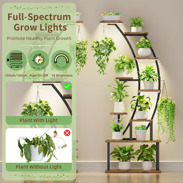 Plant Stands Indoor With Grow Lights 2pcs