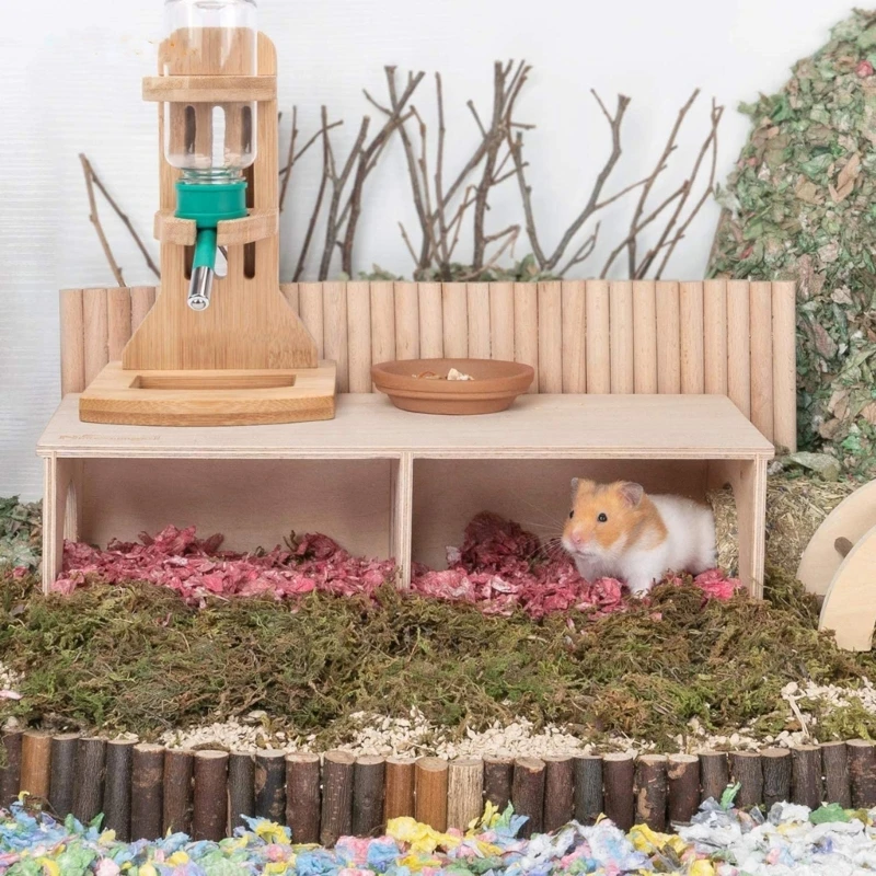 Hamster House Wood Hideout Chamber Natural Wood Nest Habitat for Gerbils Hamsters Natural Materials Guinea-Pigs 1