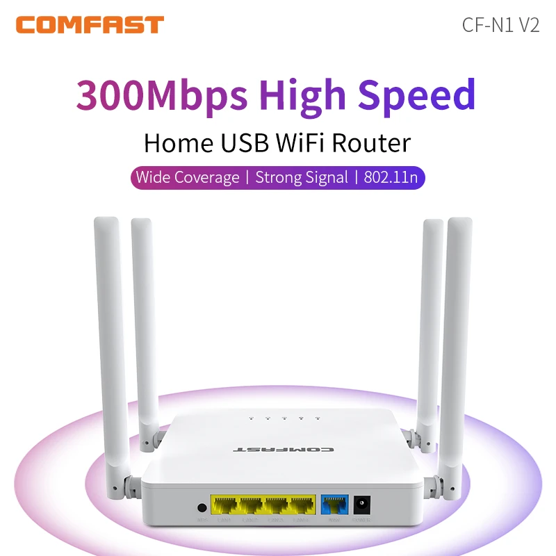 

Wi-Fi-роутер Comfast, 300 Мбит/с, 2,4 ГГц, 4 антенны с высоким коэффициентом усиления