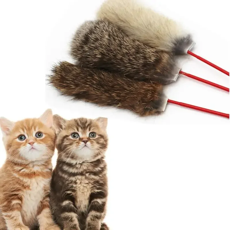 1PCS Pet Interactive Toy Rabbit Hair Tease Cat Stick Kitten Fun Feather s Supplies Random Color