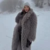Neo Mint Extra Long Luxury Lamb Fur Teddy Coat Women 2024 Winter Ladies Mob Wife Style Oversized Chunky Faux Fur Jacket Overcoat 5