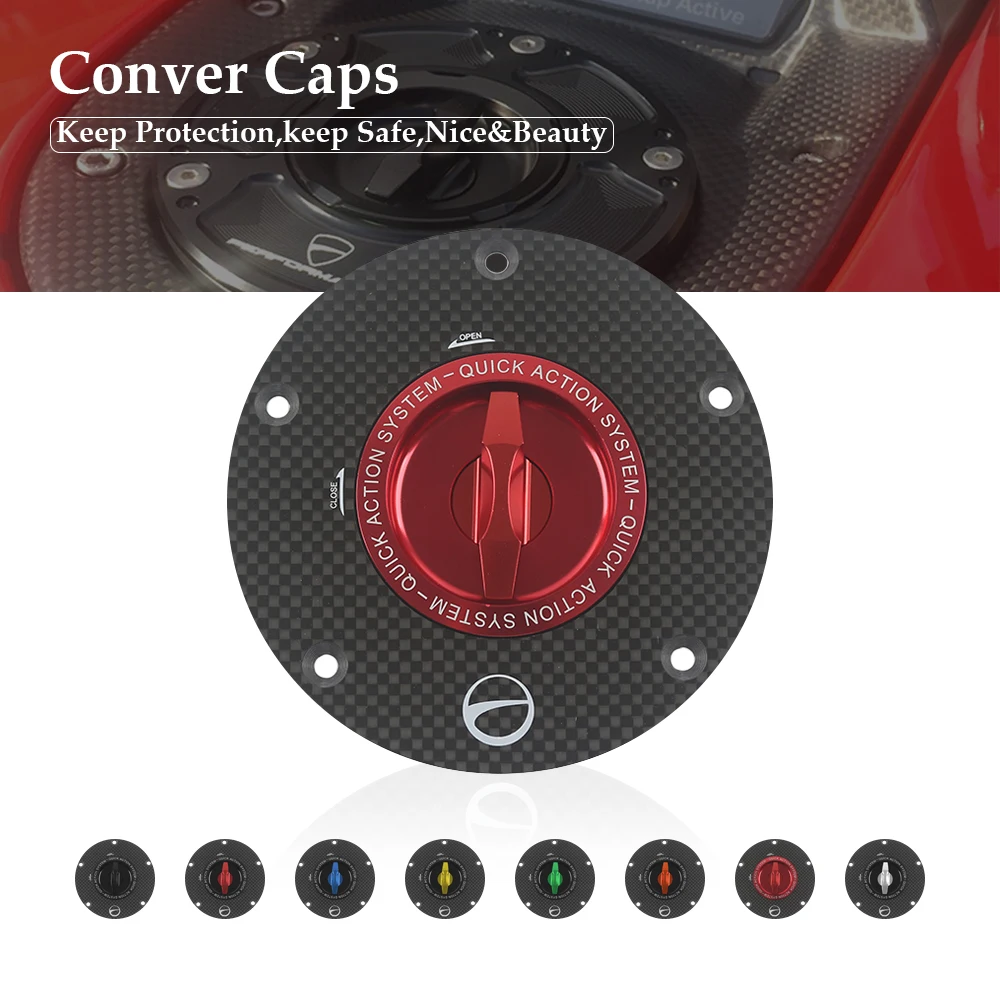 

Motorcycle Quick Release Tank Carbon Fiber Fuel Gas Caps Keyless Cover for DUCATI MONSTER 696 795 796
