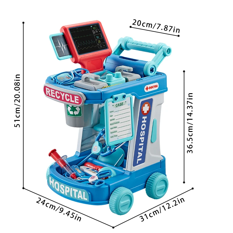 Children's Doctor Toy Simulation Tool Set for Girls with Luggage Rolling Case to Play as Nurse and Give Injections with Stethosc 6