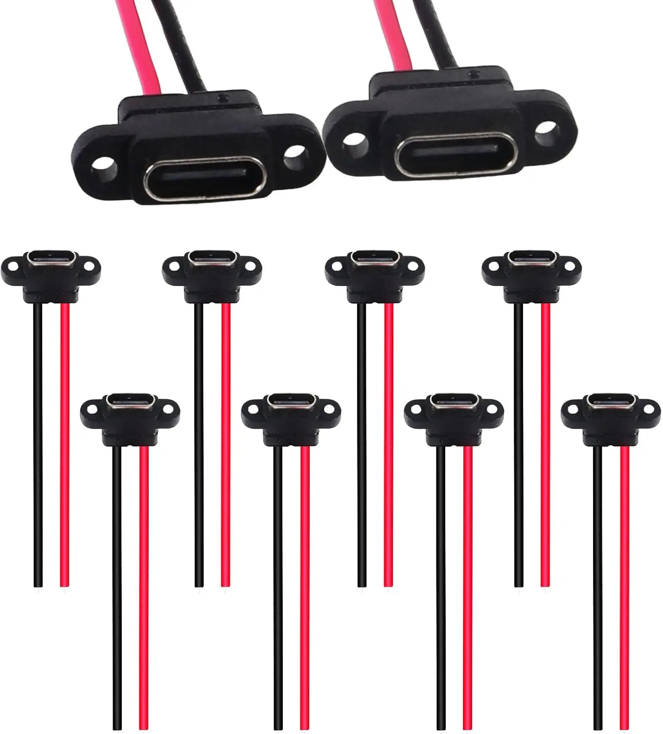 ขั้วต่อ USB 3.1 แบบ Type-C 2 พิน สำหรับเชื่อมสายไฟ ตัวเมีย กันน้ำ พร้อมวงแหวนยาง รองรับกระแสไฟสูง ชาร์จเร็ว 5/10 ชิ้น 1