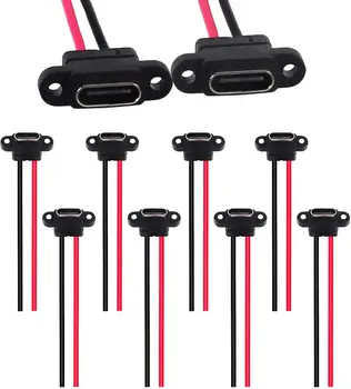 ขั้วต่อ USB 3.1 แบบ Type-C 2 พิน สำหรับเชื่อมสายไฟ ตัวเมีย กันน้ำ พร้อมวงแหวนยาง รองรับกระแสไฟสูง ชาร์จเร็ว 5/10 ชิ้น 1