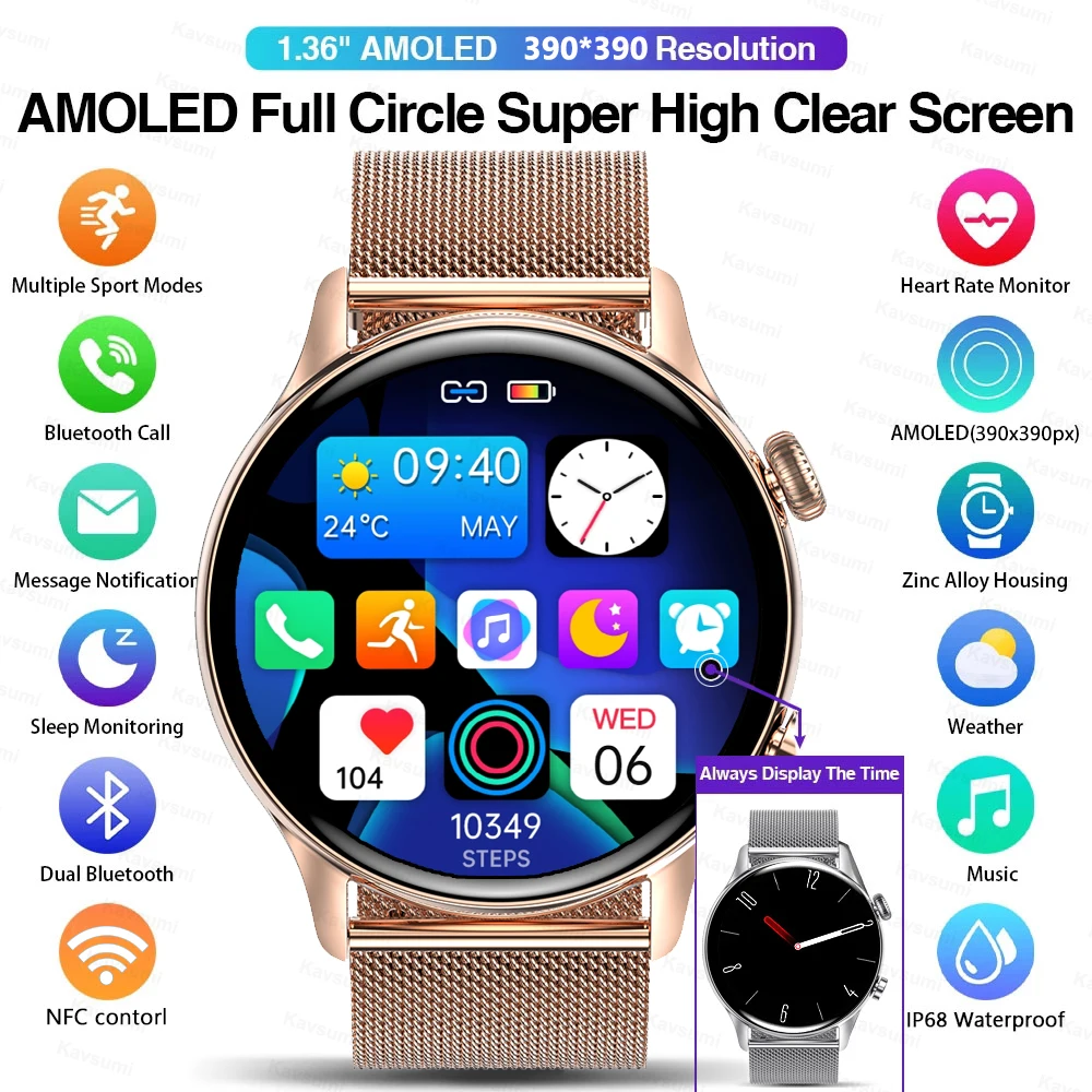 Ʈ ġ  AMOLED HD ũ ׻ ÷  ȭ IP68   ƮϽ  Smartwatch