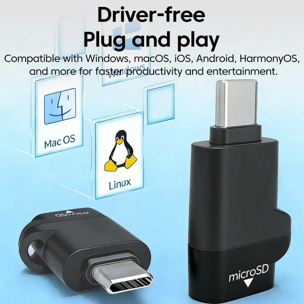 2-in-1 타입 C USB 3.0 카드 리더기 SD 마이크로 TF 메모리 카드 리더기 USB 플래시 드라이브 카드리더 어댑터 PC 노트북 액세서리