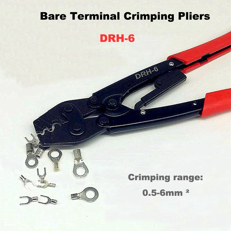 

DRH-6 / HS-0725 / 0.5-6mm2 HS-8 / 16 / 22 / 38 Bared Terminals Cold Press Crimping Pliers HX-50B