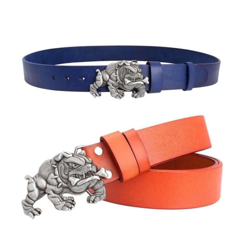 Cool Cowskin Belt Bulldog Buckle Pit Bull Terrier Design Hip-pop
