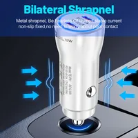 Chargeur de voiture USB C 75W, 2 ports, avec PD30W PD45W, charge rapide, prise de voiture type-c, adaptateur allume-cigare pour téléphone 5