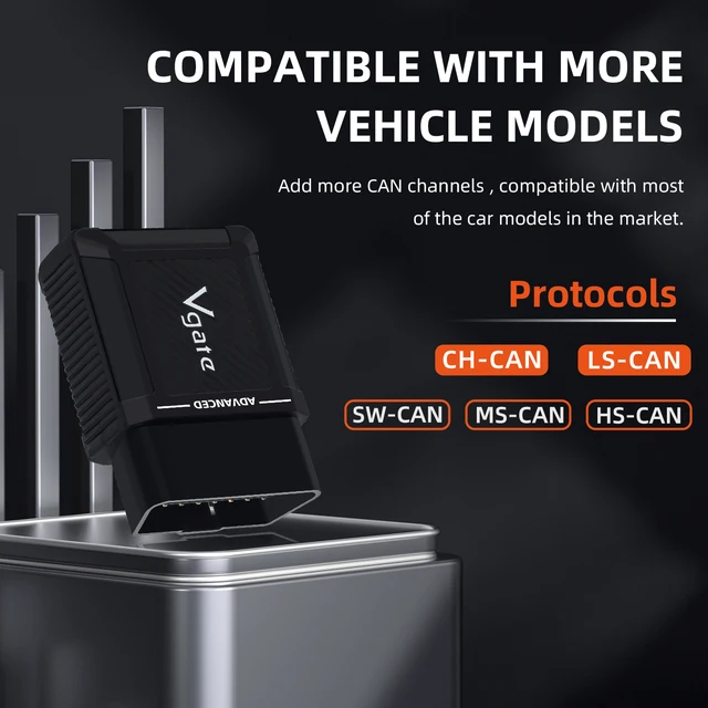 Vgate vLinker MS Bluetooth Upgrade For IOS/PC/Android ELM327 Car Scanner MFI CH-CAN LS-CAN GMLAN OBD2 Auto Diagnostic Tool 4