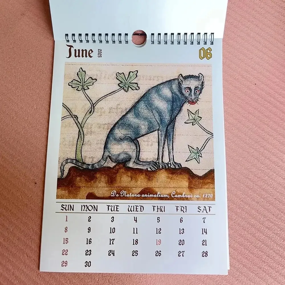 Medieval Cat Calendar 2026 - Strange Medieval Cat Wall Calendar, 12 Months Ugly Medieval Cat, January 2026 to December 2026