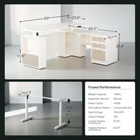 63" Standing Desk with File Cabinet, Privacy Panel, AC/USB, 1.18" Desktop, Executive L Shaped Height Adjustable Desk 2