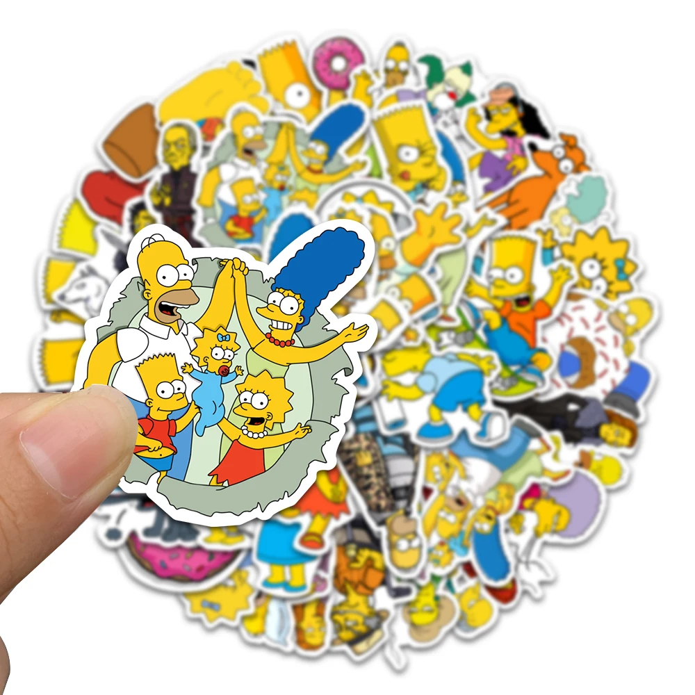 50pcs/pack Cartoon Comedy Simpson Family Stickers Funny Vinyl Decal Toy DIY Skateboard Motorcycle Laptop Cute Anime Kids Sticker