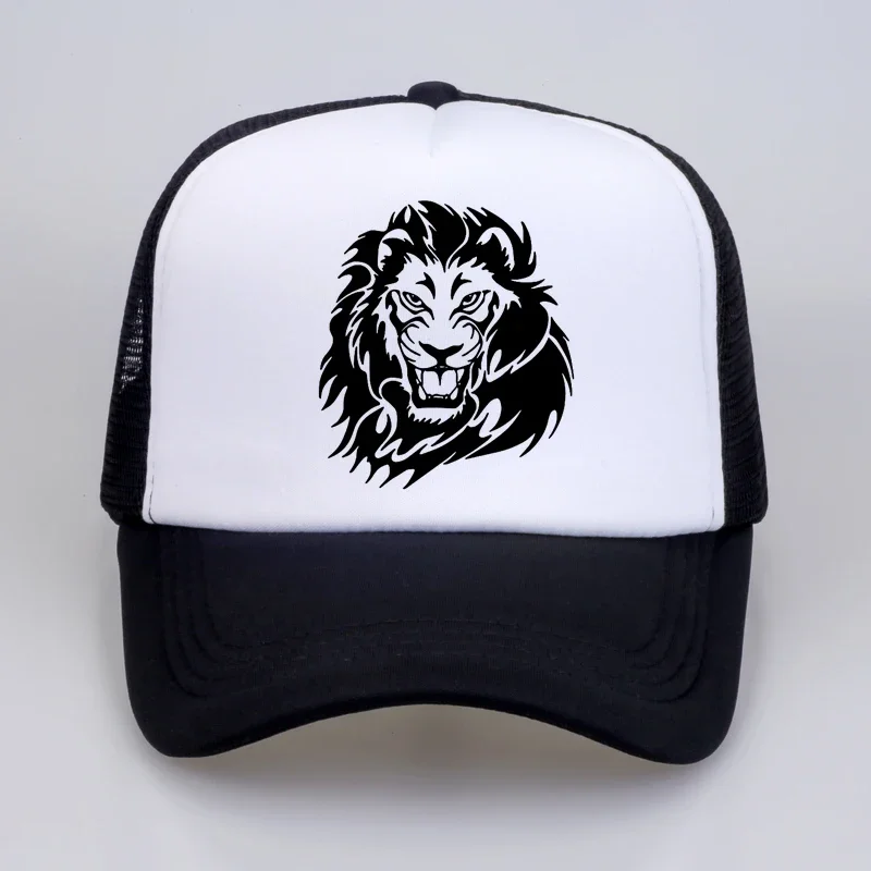 

High quality lion face printing snapback cap cool lion king hip hop hat for boys and girls Summer Mesh baseball hats