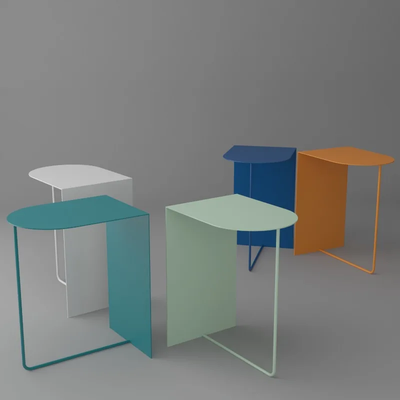 Iron Side Table Modern Minimalist Creative Small Coffee Table Macaron Color Model Room Corner Several Bedside nightstands set