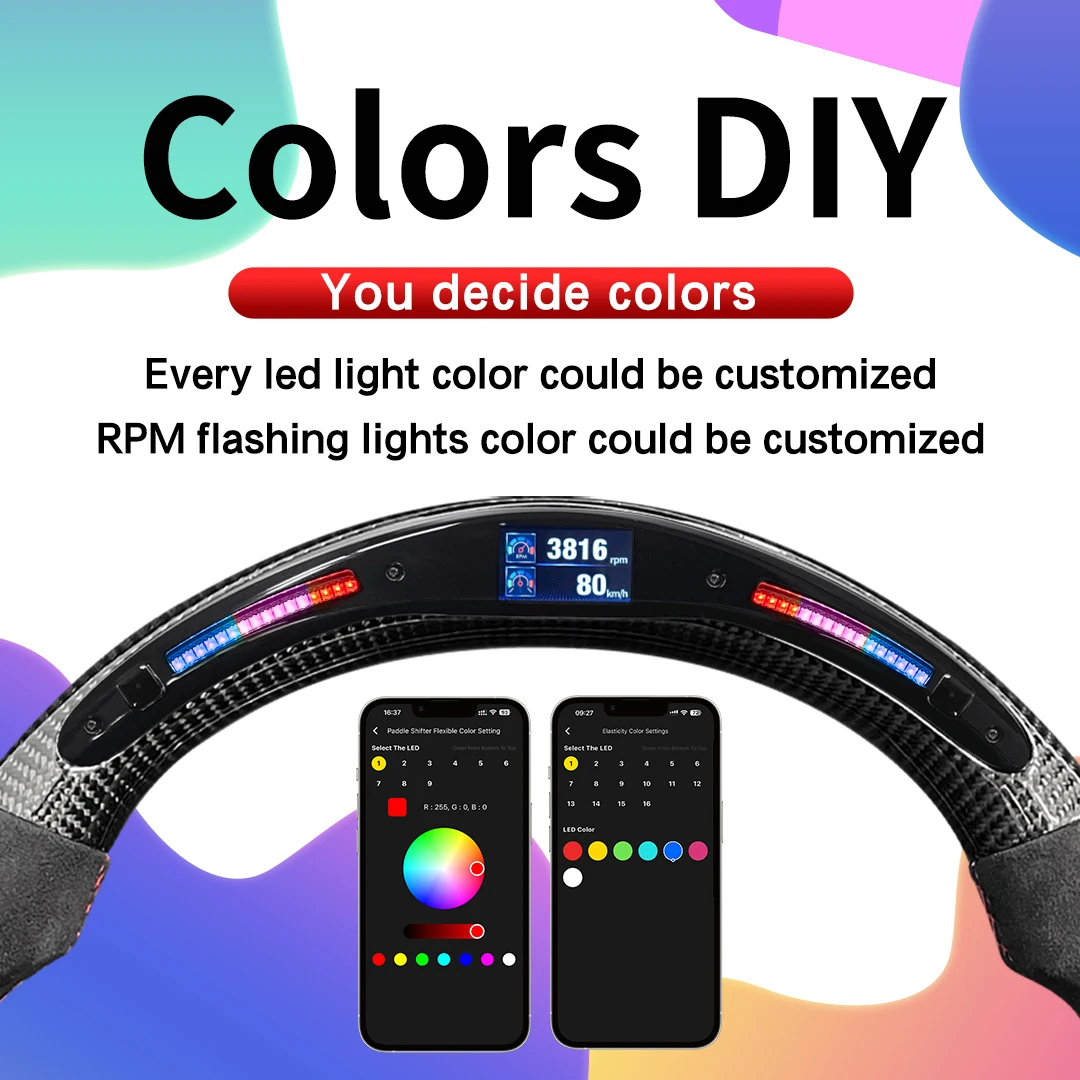 TDD 탄소 섬유 LED 스티어링 휠, VW MK7 용 맞춤형 갤럭시 프로