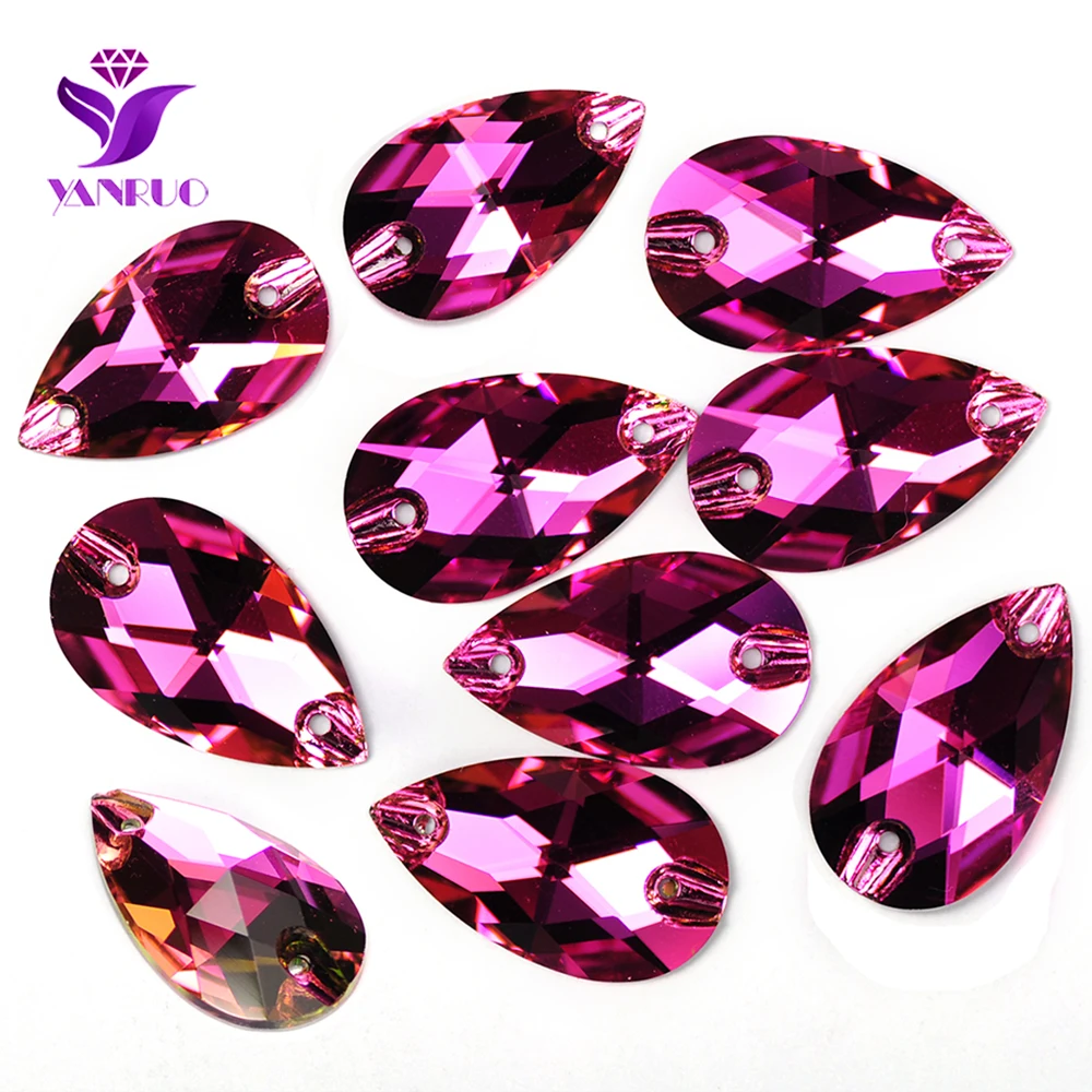 

YANRUO 3230 Drop Rose Top Sew On Crystal Rhinestone Gems Diy Strass Crystal Stones Applique Crystals For Needlework
