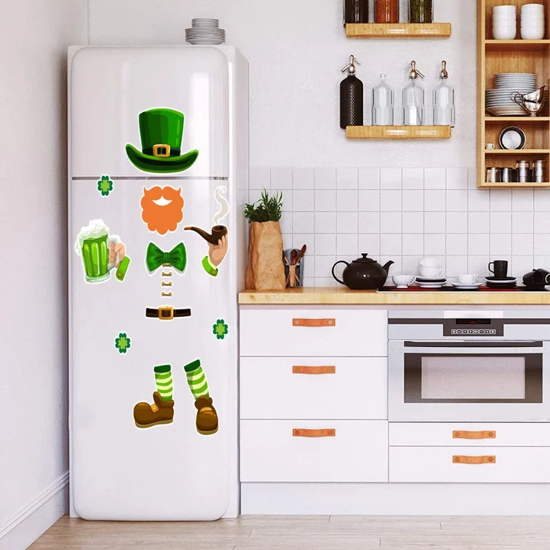 11개 세트 성 패트릭의 날 냉장고 자석 세트, 냉장고, 사무실, 금속 표면, 휴일 장 샴록 및 무지개 장식