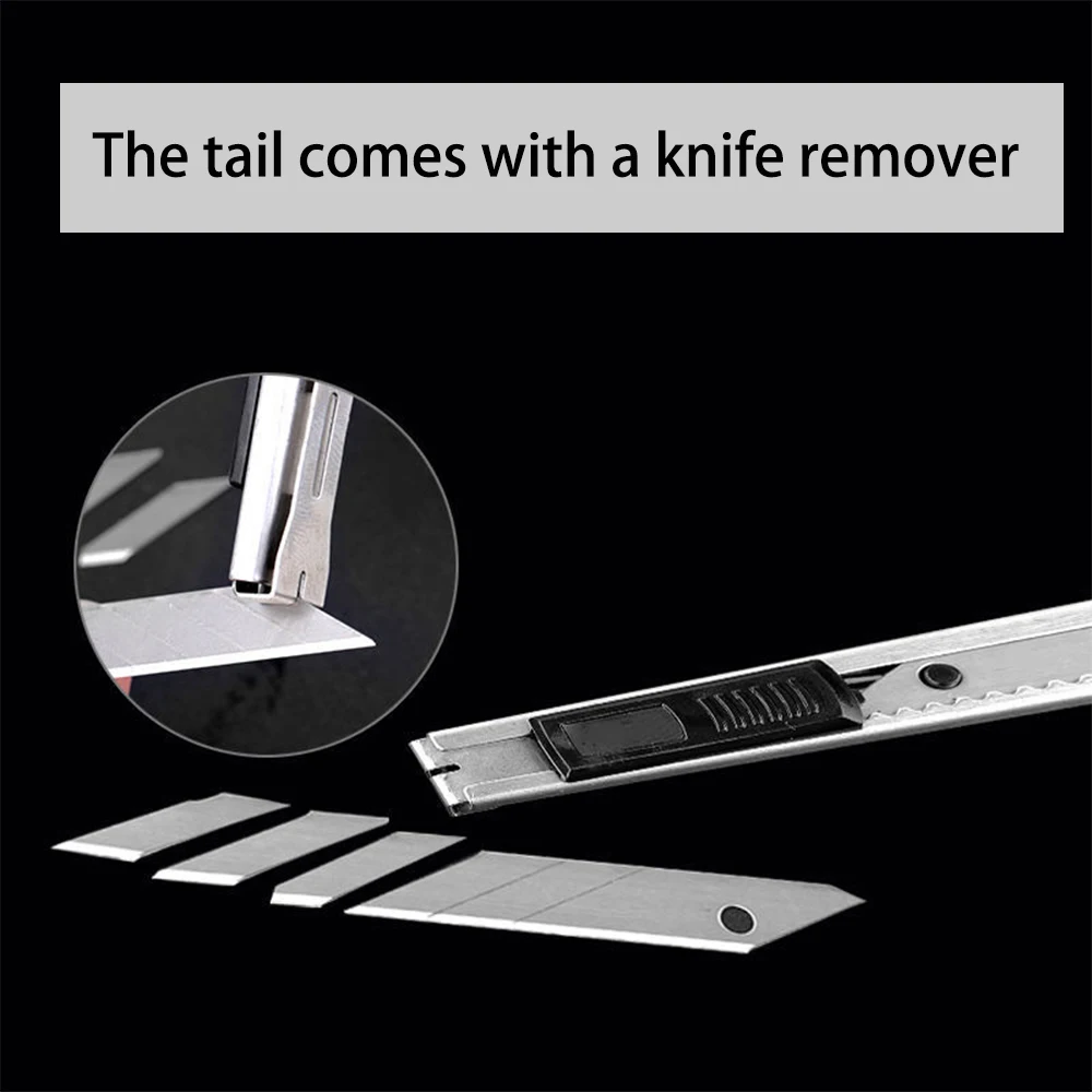 10PCS Retractable Box Cutter 9MM Blade Utility Knife Carbon Steel Self-Locking Design 60 30Degree Cutting Tools Wallpaper Carton