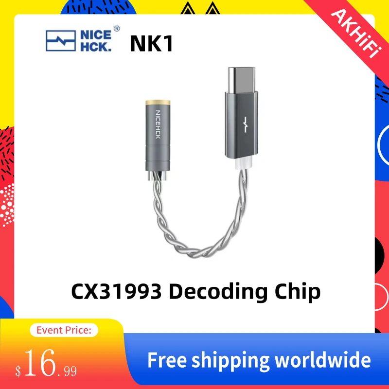 

NiceHCK NK1 CX31993 декодирующий чип от Type-C до 3,5 мм кабель высокой совместимости без потерь HiFi OCC и посеребренный OCC смешанный провод