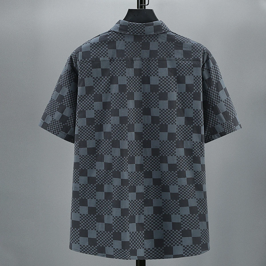 Men Summer Plaid Short Sleeve Shirts Plus Size 10XL 11XL