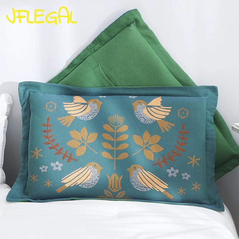 

JFLEGAL 2024 Chinese Spring Bird Pure Cotton Gauze Pillowcase 1 Pair Home Bedroom Single Pillow Cover 75x50cm Fundas De Cojines