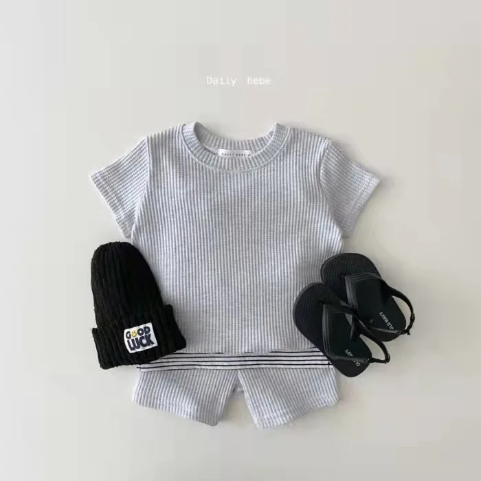 Baby Clothing Set near me Summer children's clothing baby candy color solid color suit boys and girls short sleeved T-shirt shorts casual sports two-piece baby dress and set