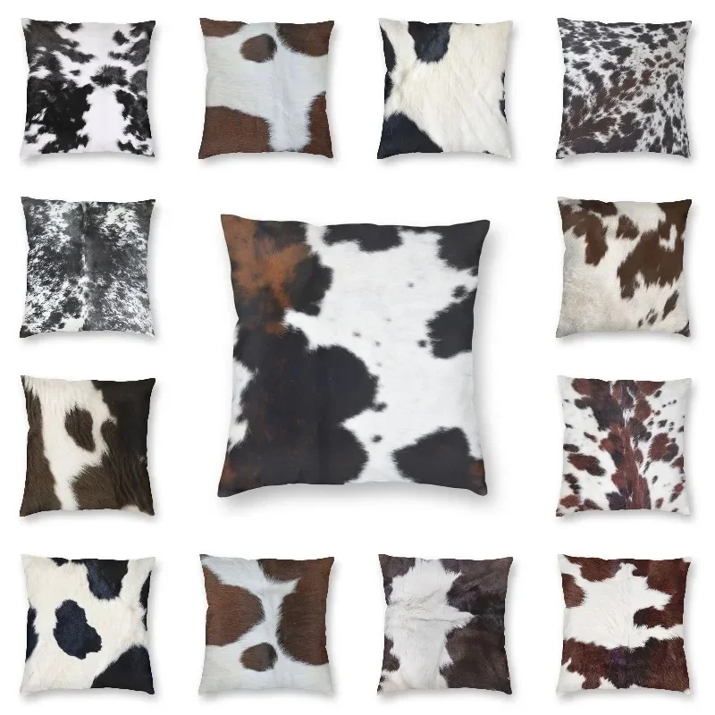 

Luxury Rustic Cow Faux Fur Style Throw Pillow Case Decorative Animal Skin Fur Leather Texture Cushion Cover 40x40cm Pillowcover