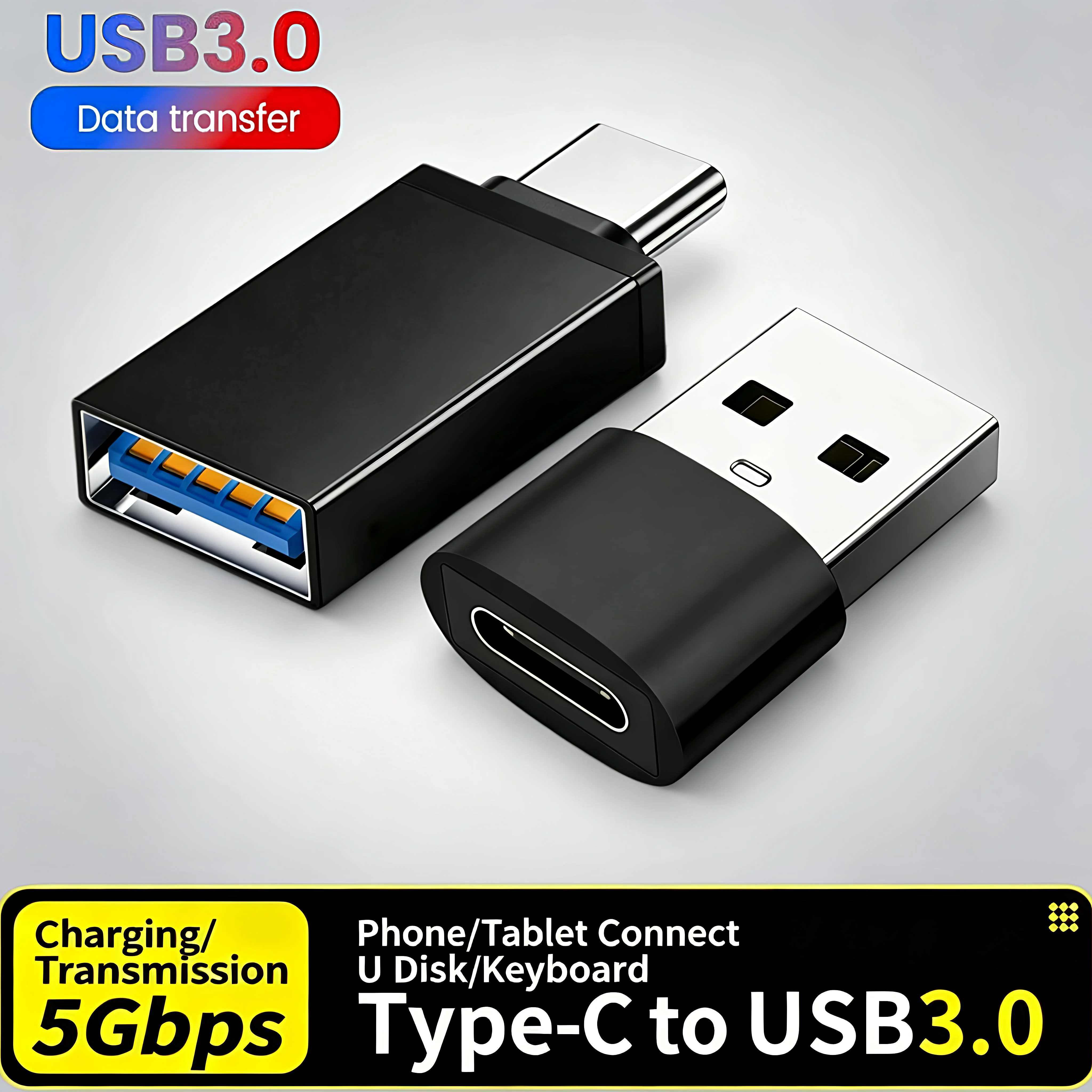 OTG USB 3.0 to Type C Adapter USB 2.0 Male to Type C Female Fast Charging Data Transfer OTG USB C Compatible with Samsung PC