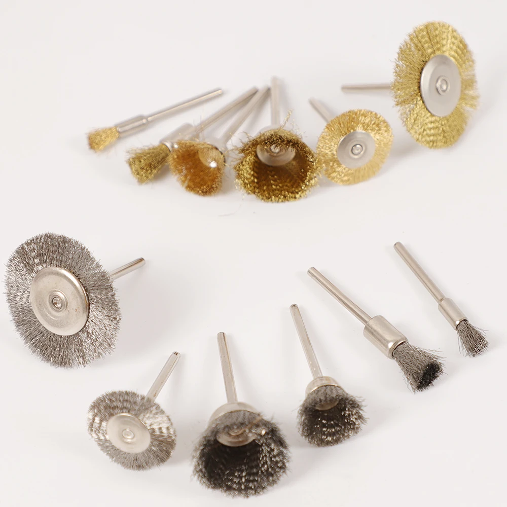 

6Pcs Steel Wire Brass Brush Metal Brushes Rust Removing Brush Polishing Brush For Dremel Rotary Grinder Power Hand Tools
