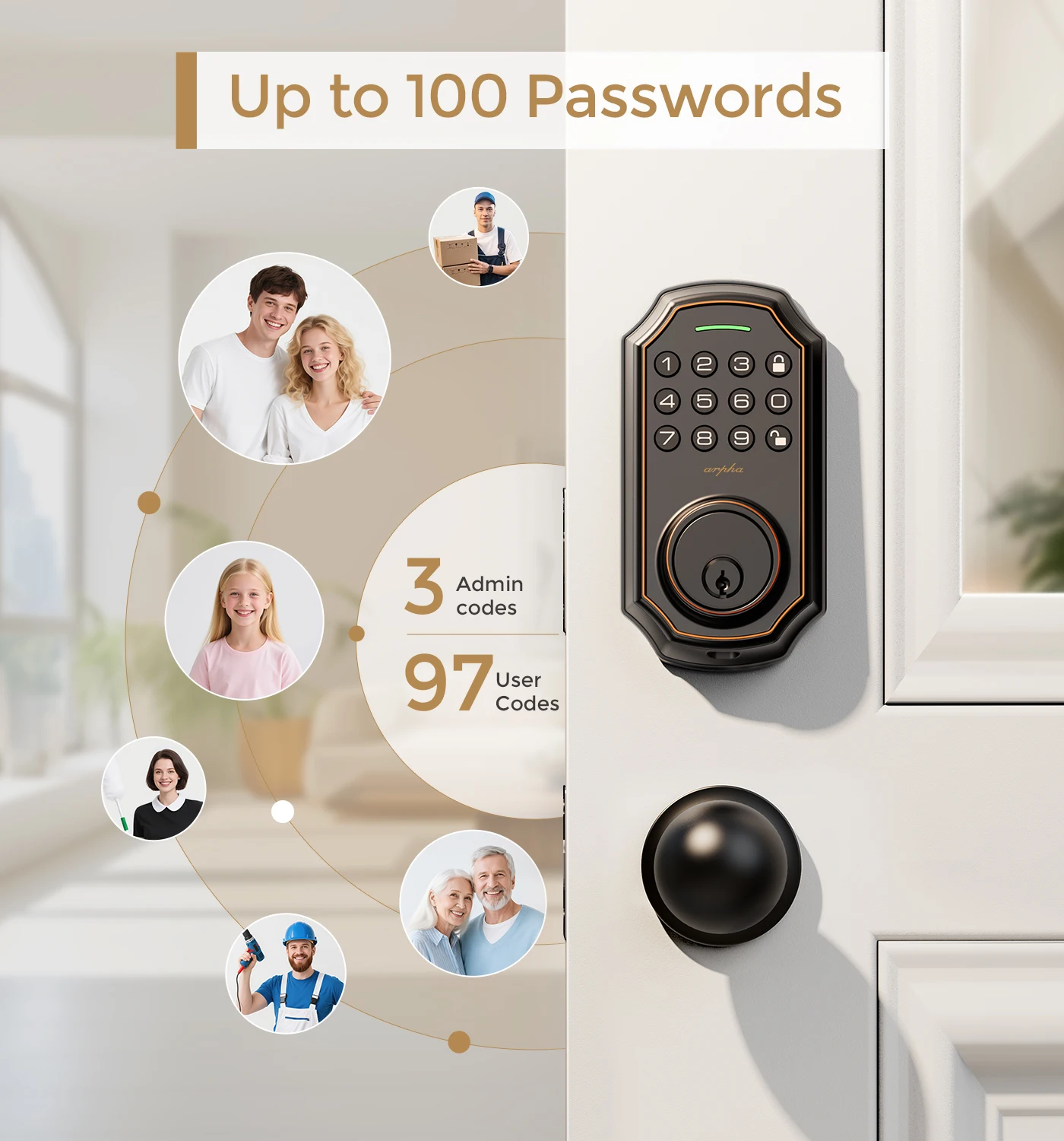 ARPHA Fingerprint Smart Door Lock - Keyless Entry Door Lock, Built-in - Foto 3