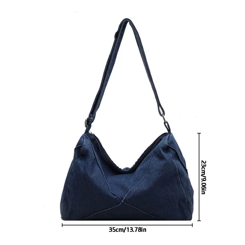 Borsa a tracolla a tracolla in Denim borsa a tracolla Casual per studenti universitari in stile letterario da donna