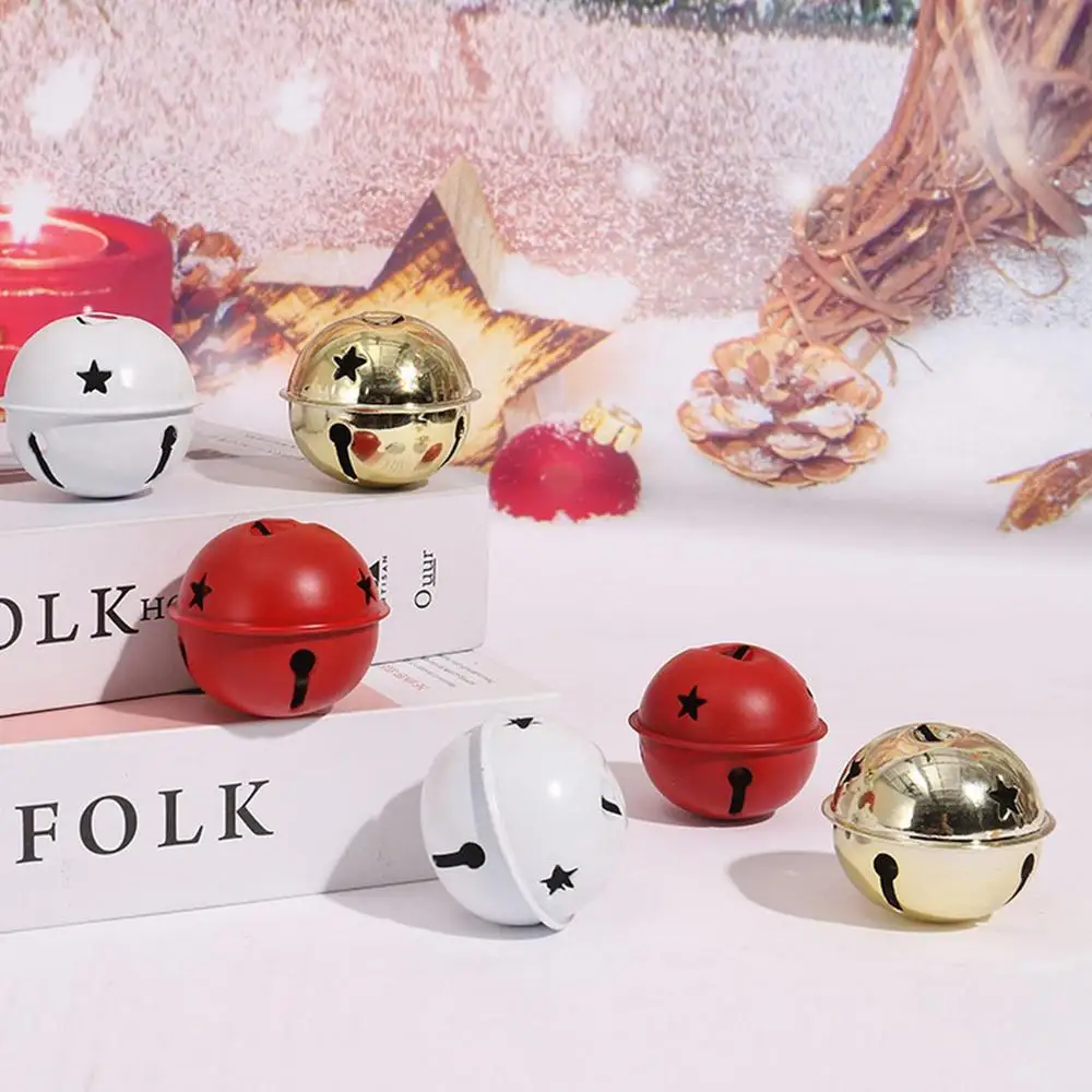 Description Picture 6 of item2024 Christmas Tree Jingle Bells Metallics Home Bell Ornament with Star Cutouts Vintage Craft for Wall Wreath Garlands Windows