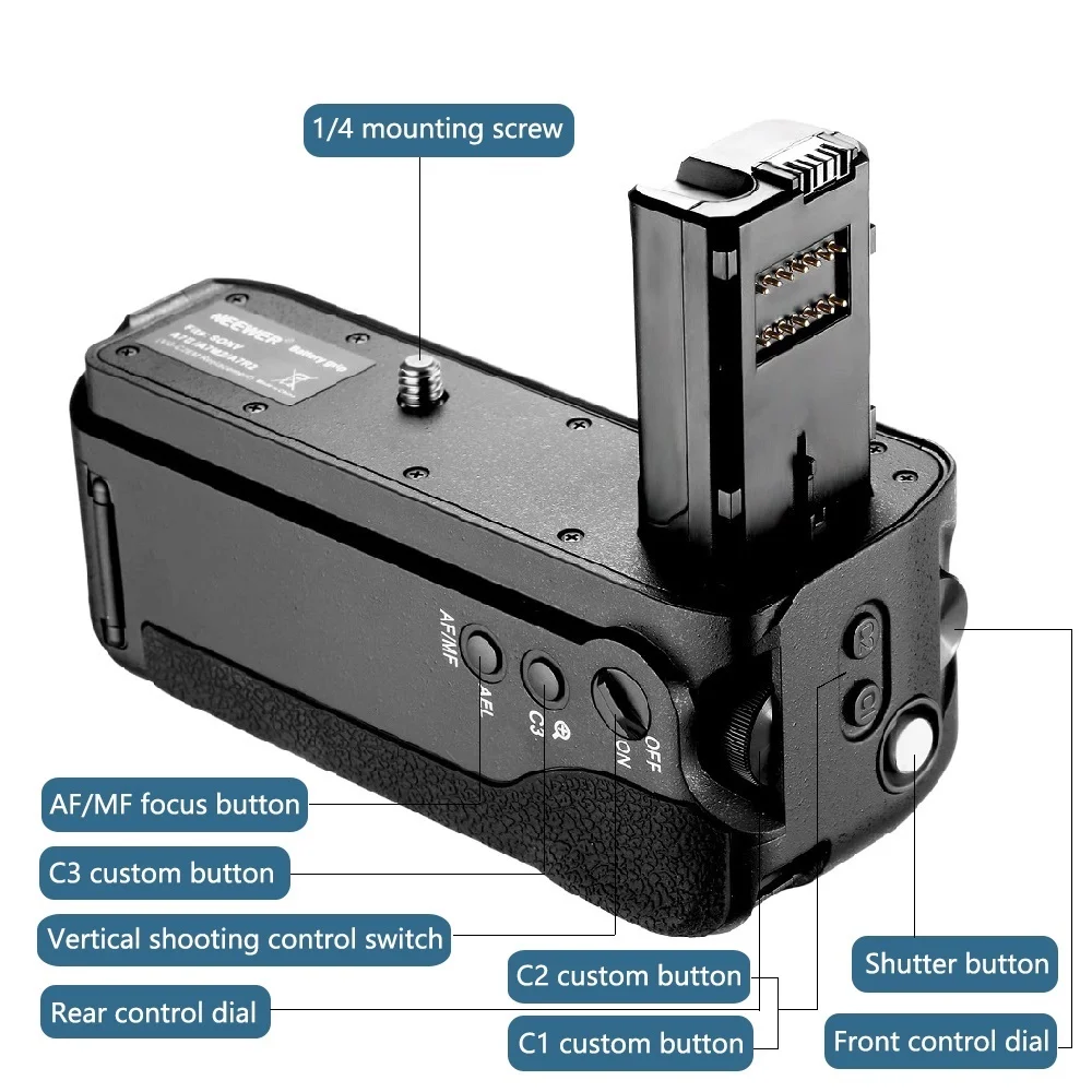 Mcoplus BG-A7II Vertical Battery Grip for Sony Alpha A7II A7SII A7RII Digital SLR Camera as VG-C2EM /Work with NP-FW50 Battery