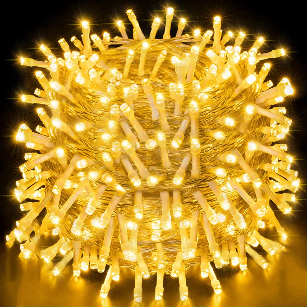 thumbnail image 5 of Guirnalda de luces navideñas para exteriores, 50 m, 100 m, resistente al agua, para decoración de bodas y fiestas, 5 of 5