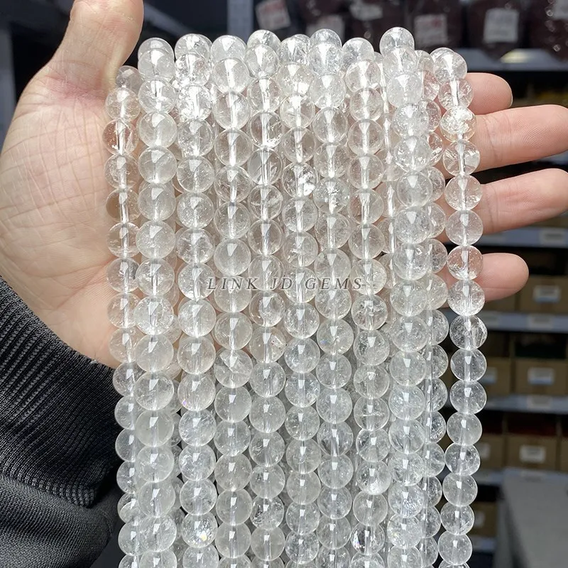 3A Natural Rock Quartz Beads Round Loose Spacer White Crystal For Jewelry Making Bracelet Necklace Diy Accessory Findings