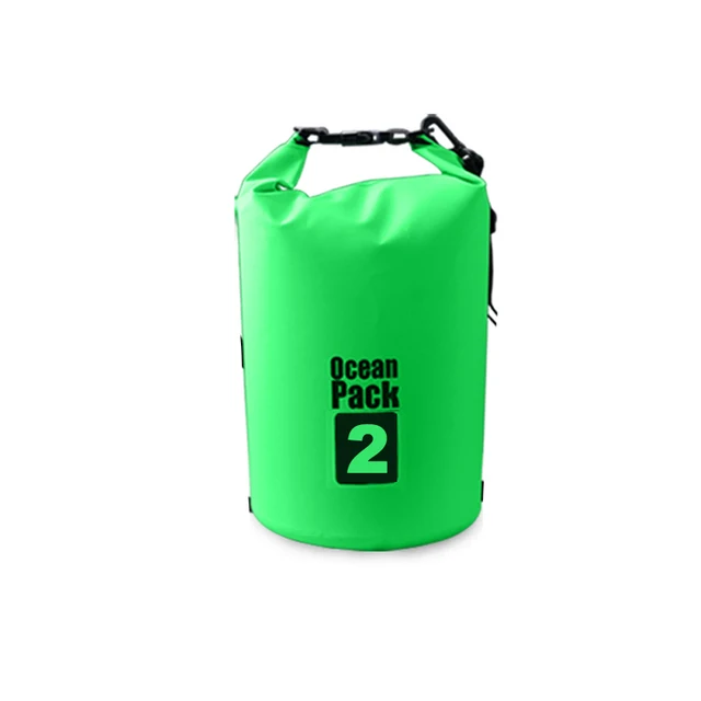 PVC Waterproof Bag 5L 10L 20L Outdoor Swimming Bag Diving Compression Storage  Dry Bag For Man Women Kayaking Backpack Green 2L