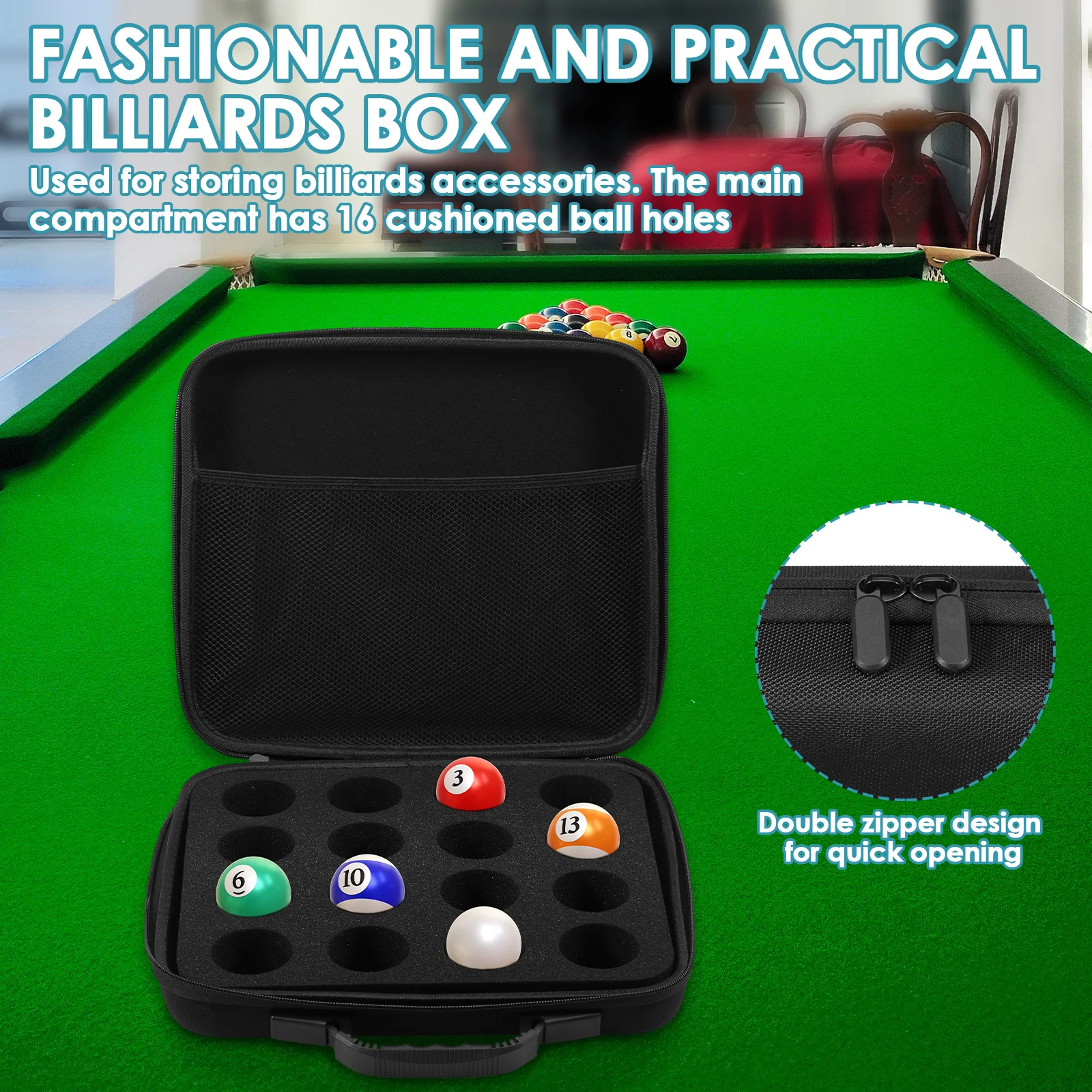 Nylon Billiard Balls Storage Case with Foam Protection