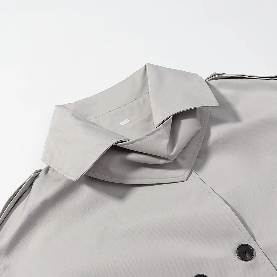 Women's Fashionable Double-Breasted Jacket Coat Female Elegant Full Sleeve High Collar Windbreaker Lady Trench Coat Streetwear