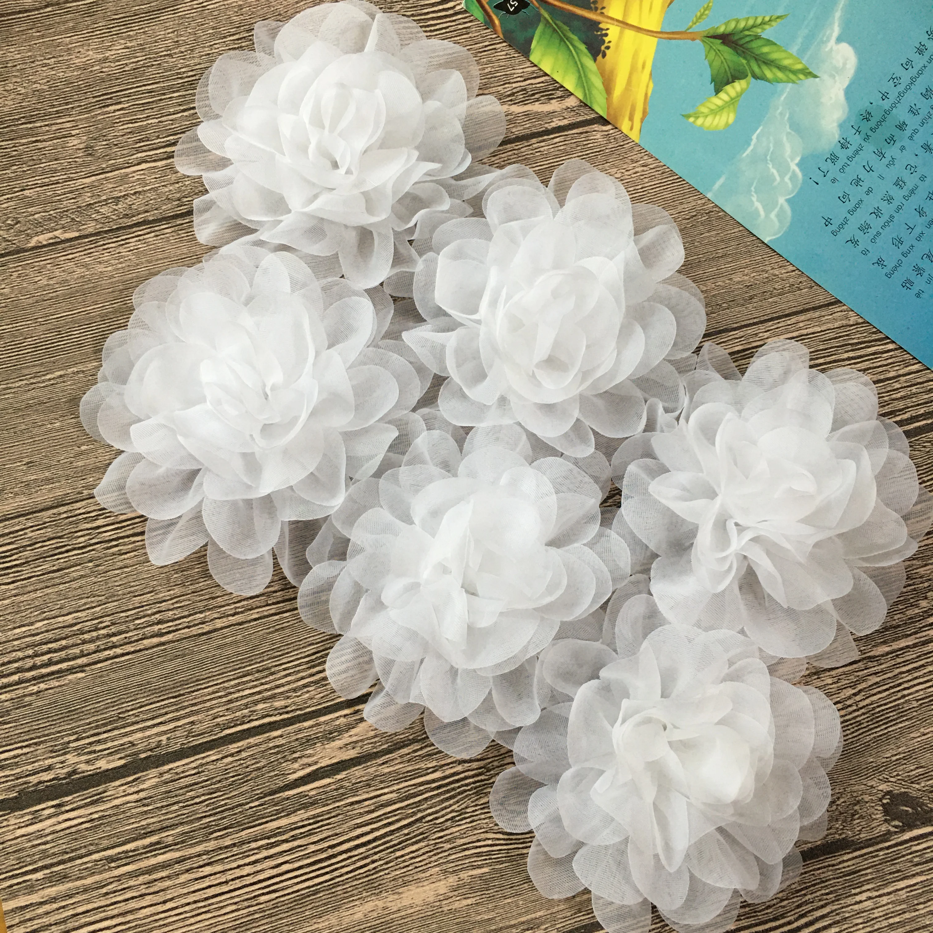 

10Pcs/Lot 5" Large Chiffon Flower Flat Back Large Rose Flower Accessories For Wedding Hats Shoes Brooches Home Decoration