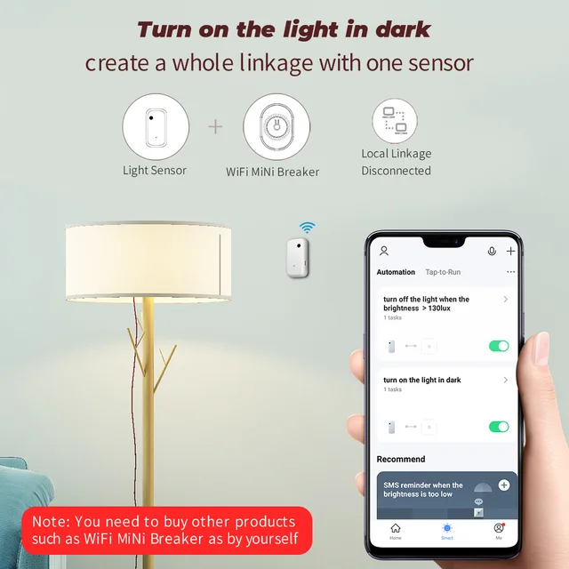 Tuya ZigBee/WiFi Light Sensor Intelligent Home Illumination Sensor Brightness Detector Automation Work with Smart life Linkage 4
